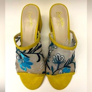 Seychelles Embroidered Block Heel Mules